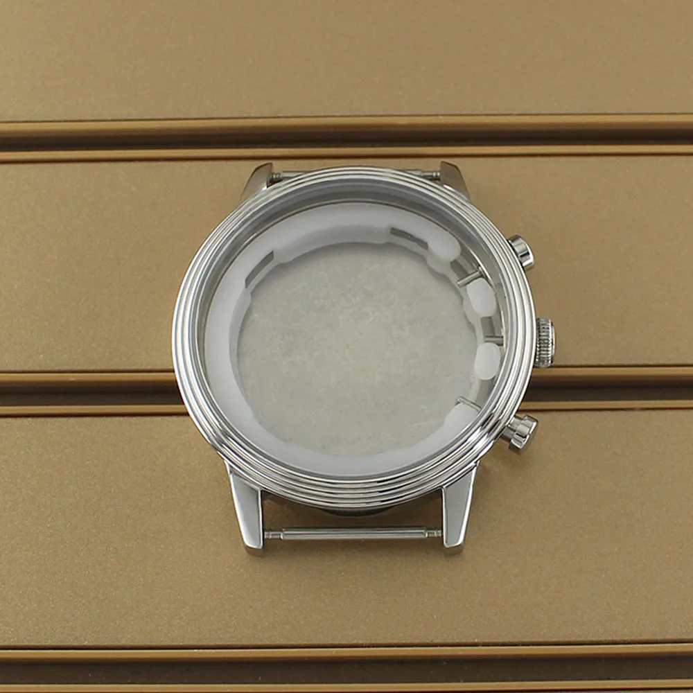 

Silvery 45.3mm Watch Cases Stainless Steel For Miyota OS21 Movement 39.5mm Dial Solid Bottom Cover Waterproof Watch Repair Parts