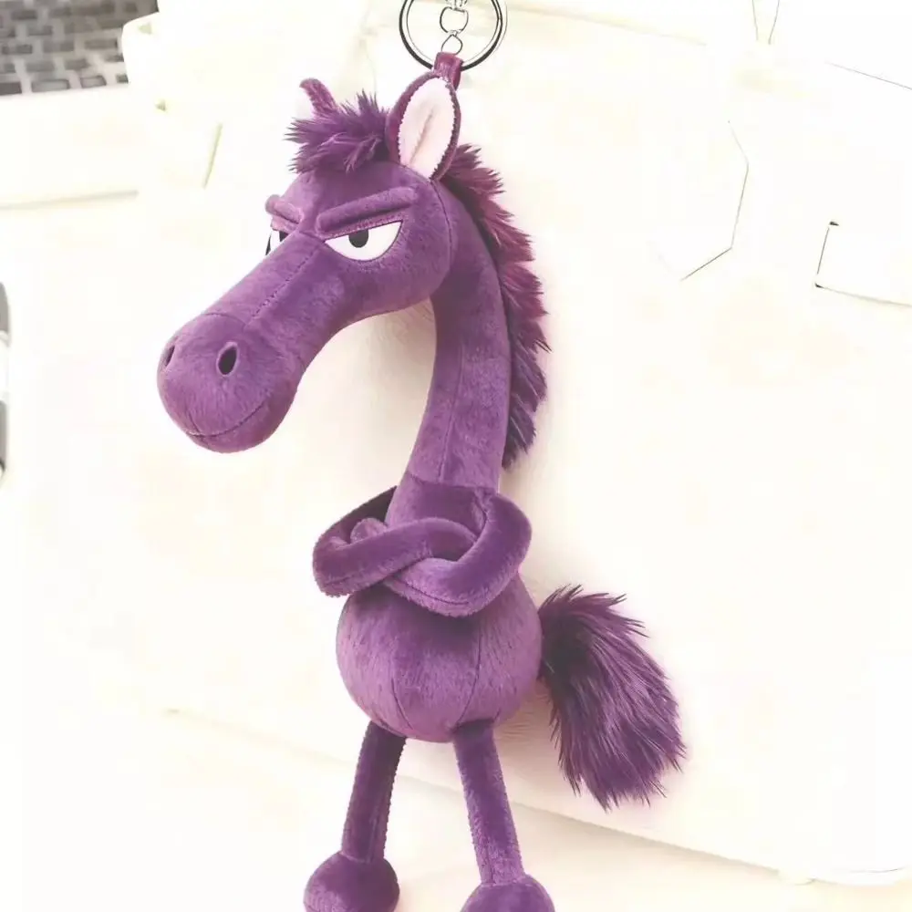 Creative Dark Horse Keychain Mascot Cute Simulation Horse Chinese Style Soft Zodiac Pony Figurine Christmas Gift