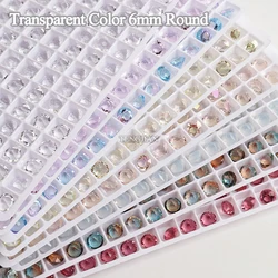 Round 6MM Aurora Transparent 8 Color Pointed Bottom Nail Art Rhinestone Crystal Glass 3D DIY Manicure Decoration Stone