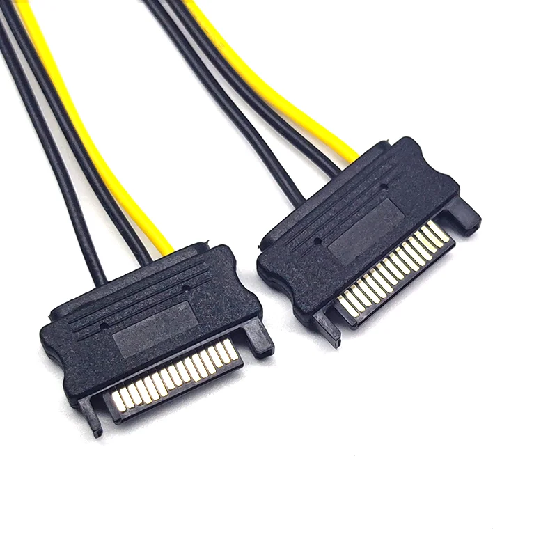 1pcs Double 15Pin SATA Male To 6Pin PCI-E Male Video Card Power Supply Adapter Cables Graphics Converter Adapter Extension Cord