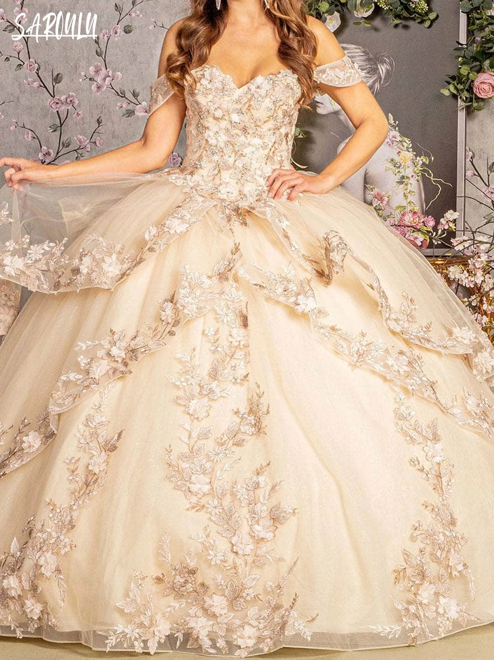 Vestido De quinceañera De princesa con escote corazón brillante, vestido De fiesta De cumpleaños, vestido De Novia con apliques, Vestidos De Novia