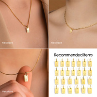 CARLIDANA A-Z Stainless Steel Polished Square Gold Color Pendant Hang Letters DIY Bracelet Pet Collar Necklace Jewelry Making