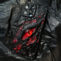 Red devil eyes applicable foriPhone 16ProMax phone case 14Pro high-end feel 13Pro three-dimensional realistic 1ProMax couple