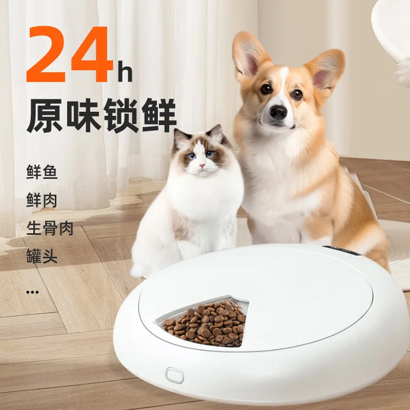 New Six Compartment Large Capacity Smart Feeder Wet Food Pet Snack Dispenser Timed Quantitative Feeding Bowl