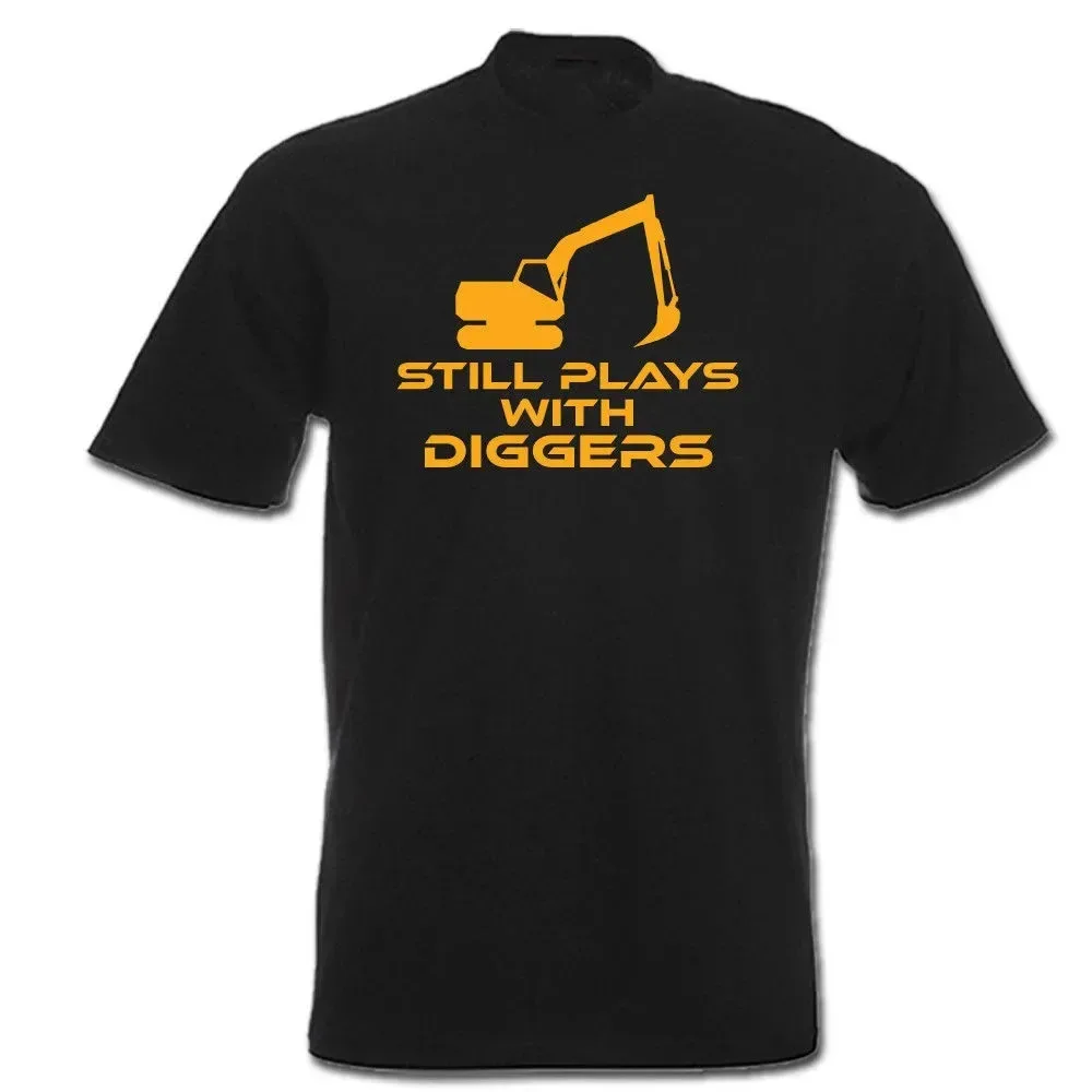 Still Plays with Diggers Funny Driver Jcb Design Printed T-shirt New Short Sleeve Men Summer Fitness Tee Shirts Tops Clothing