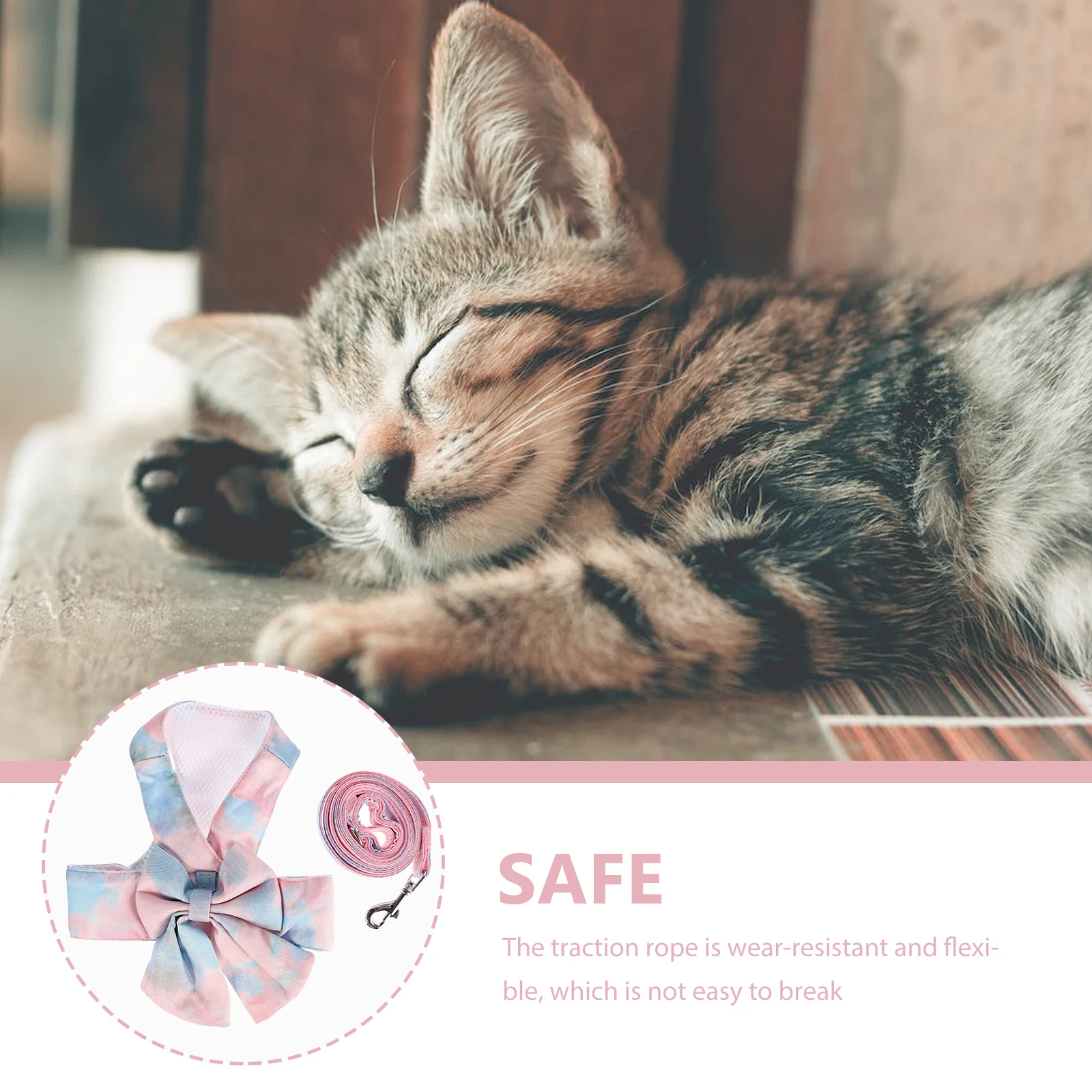 

Lovely Pet Harness Cat Harness Strap Leash Set Durable Polyester Vest For Cats Small Medium Outdoor Walking Training Jogging