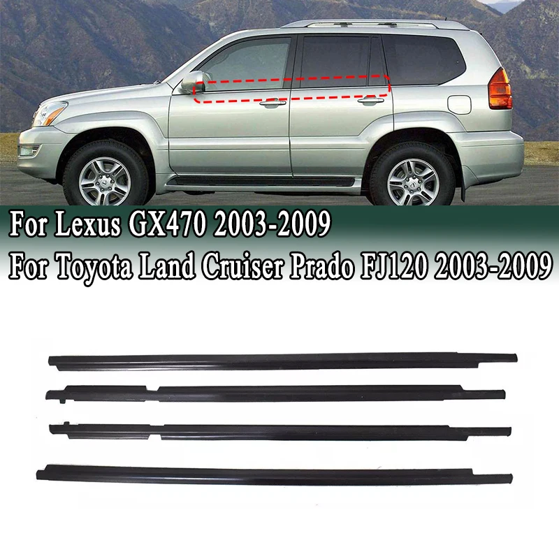 Per Toyota Land Cruiser Prado serie 120, per Lexus GX470 2003-2009, guarnizioni per finestrini, modanature per vetri delle portiere laterali, cinturino di tenuta a pressione 75721-60080 75722-60080