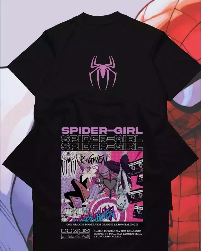 Marvel Spider-Man Pattern T-shirt, Trendy and Casual Street Style, High-quality Pure Cotton T-shirt Top