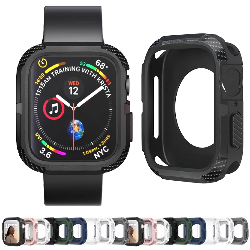 Прочный чехол для Apple Watch, чехол 44 мм, 40 мм, 45 мм, 41 мм, 42 мм, 38 мм, защитный чехол из ТПУ для экрана iWatch series 9 7 8 se 6 5, аксессуары