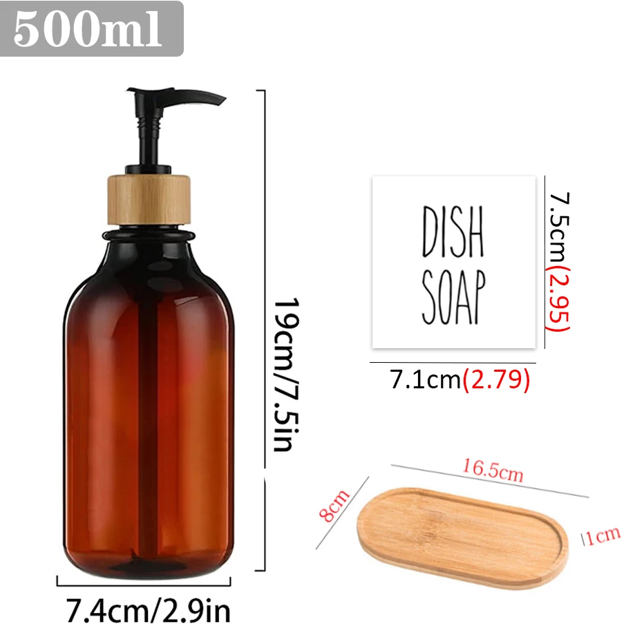 500ml Bathroom Soap Dispenser Bottle Shampoo Lotion Body Wash Container Waterproof Label Refillable Plastic Empty Bottle