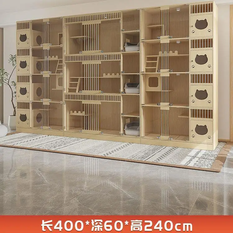 Cat villa house pet shop oversized luxury solid wood display breeding cat cabinet
