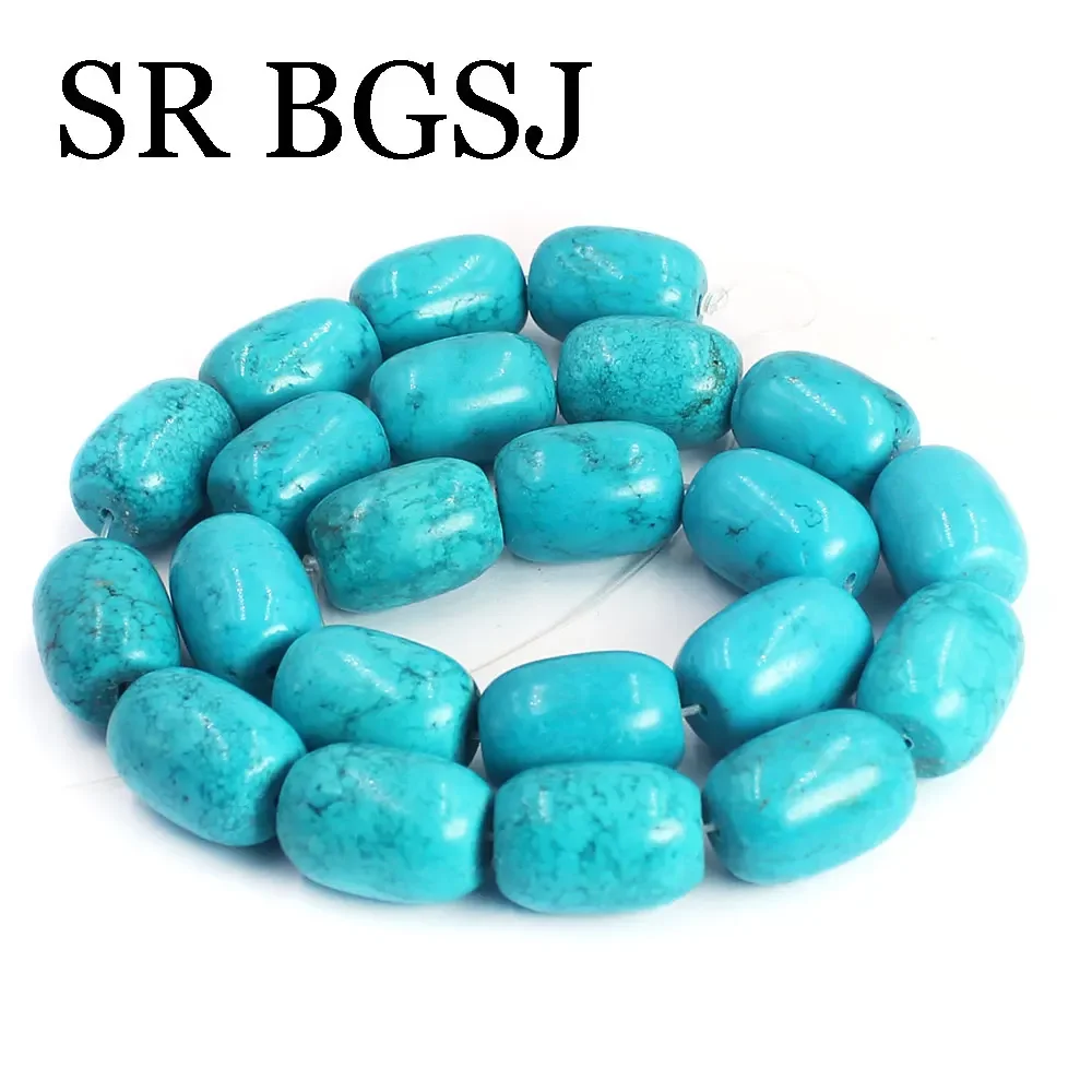 13x18mm Vintage Natural Stone Blue Turquoises Column Rondelle Beads for Jewelry DIY Making Accessories 15