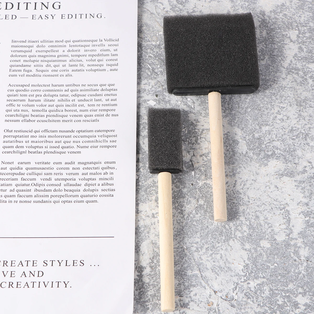 

4Pcs Sponge Painting Brush DIY Tools Square Sponges Wooden Handle Reusable Kids Supplies Brushes Set