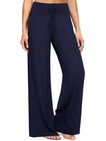 Mjuka svarta pyjamasbyxor för kvinnor, vida ben, bekväma, avslappnade lounge-yoga-capribyxor, 30 tum 8 best sales yogabyxor - №2