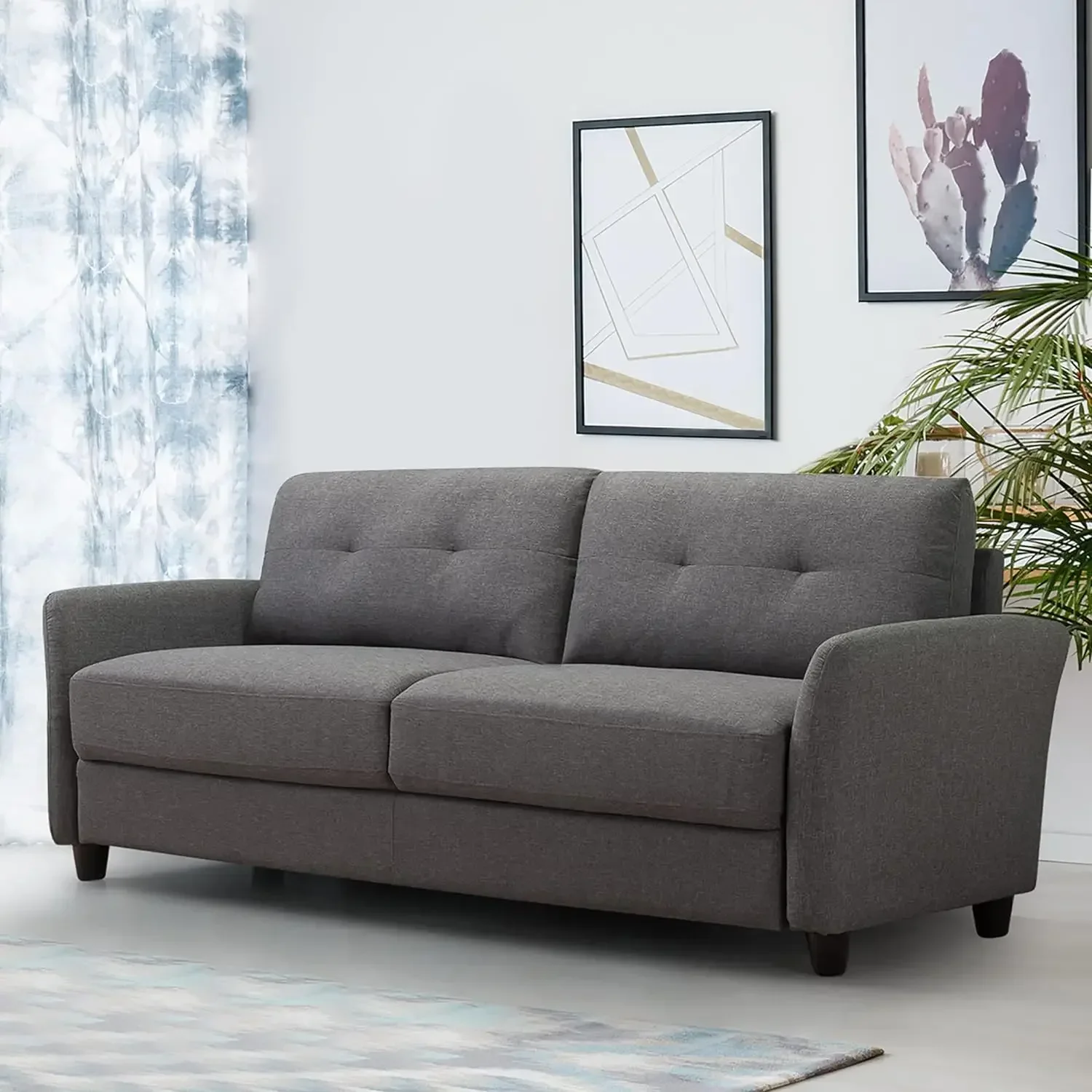 

Ricardo Sofa Couch / Tufted Cushions / Easy, Tool-Free Assembly, Dark Grey