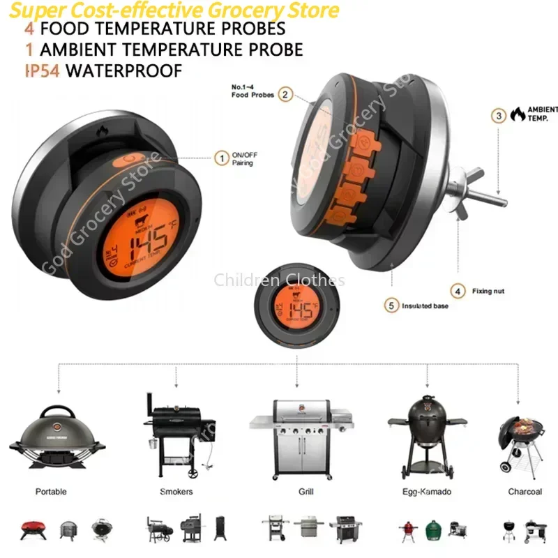 جديد الغذاء الطبخ بلوتوث اللاسلكية شواء ميزان الحرارة عن بعد تحقيقات الذكية الرقمية بلوتوث الشواء ميزان الحرارة App التحكم المجاني #4