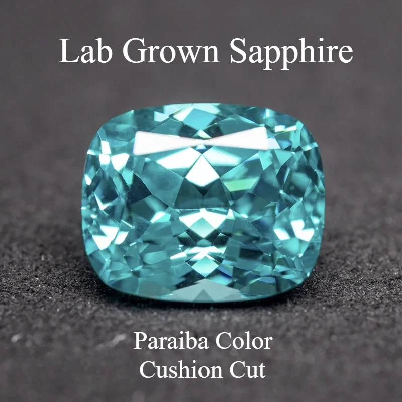 Lab Grown Sapphire Paraiba Rectangle Cushion VVS1 Charms Diy Advanced Jewelry Making Materials Selectable AGL Certificate