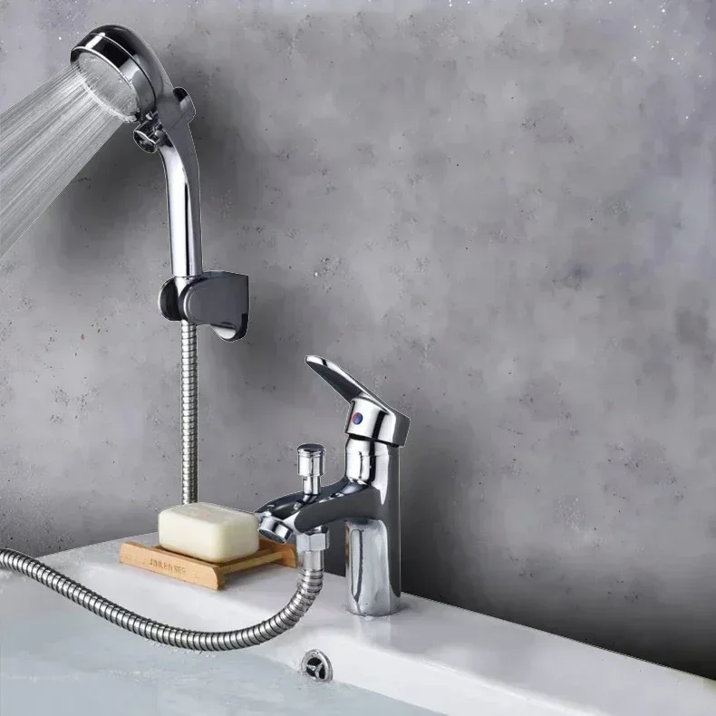 

Chrome Single Hole Basin Sink Mixer Faucet Household Bathroom Multifunctional aucets Deck Mounted Bathroom Accessories