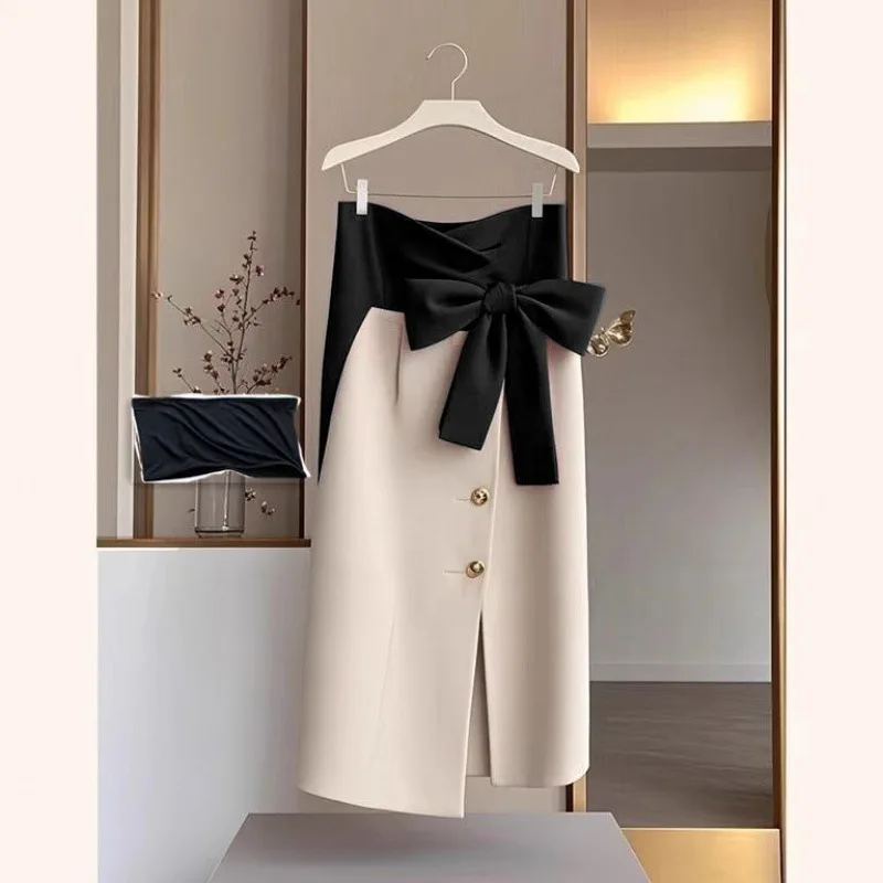 Mid to long style chubby little sister half skirt for spring and autumn women, 2025 spring new  A-line  hip hugging skirt