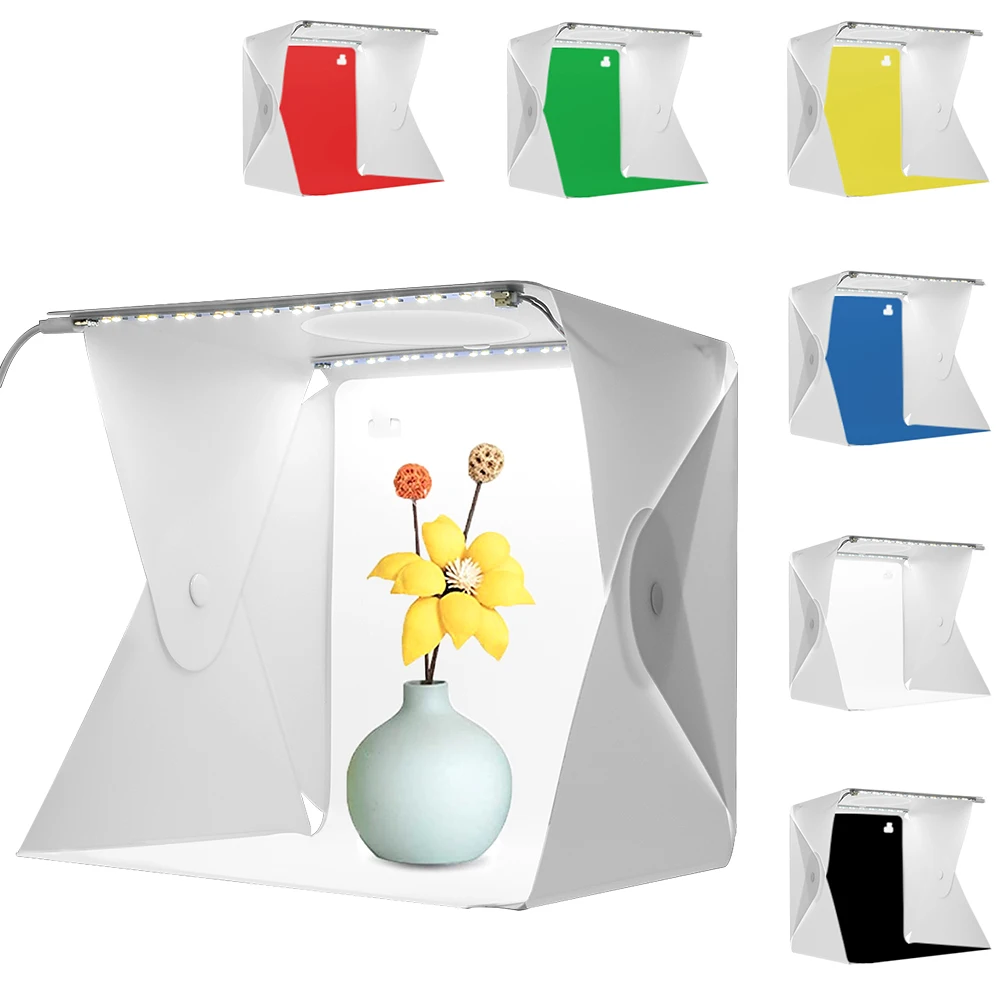 Folding Photobox Portable 2LED Light Box Photography Photo Studio Kits LED Backlight Top Opening Camera Shooting Photo Box