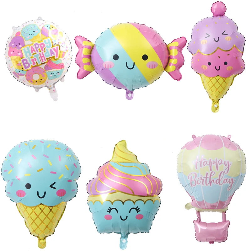 

1set Ice Cream Balloon Set Donut Candy Ice Cream Themed Mylar Balloons Birthday Party Baby Shower Summer Hawaii Party Decoration