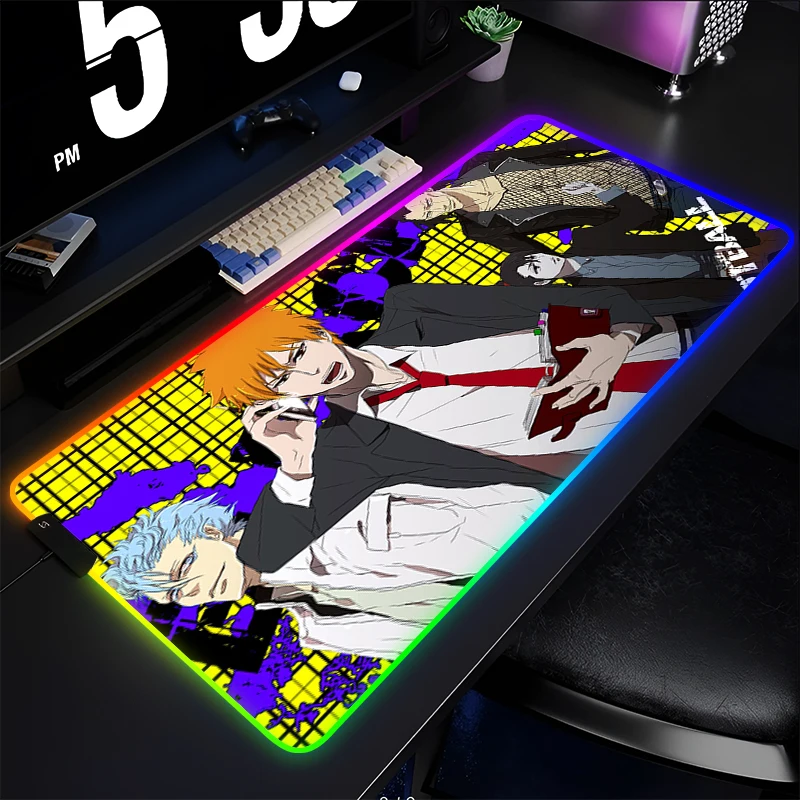 

RGB Mouse Pad LED PC Luminous Desktop Mat Gamer Office Laptop Japan Anime Bleach Keyboard Table Pad Gaming Accessories Mousepad