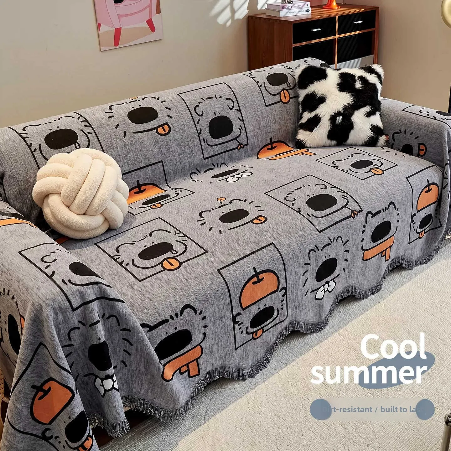 Cartoon Cover Towel Universal Multifunctional Thread Blanket Sofa Towel for All Seasons Available for Camping and Picnic