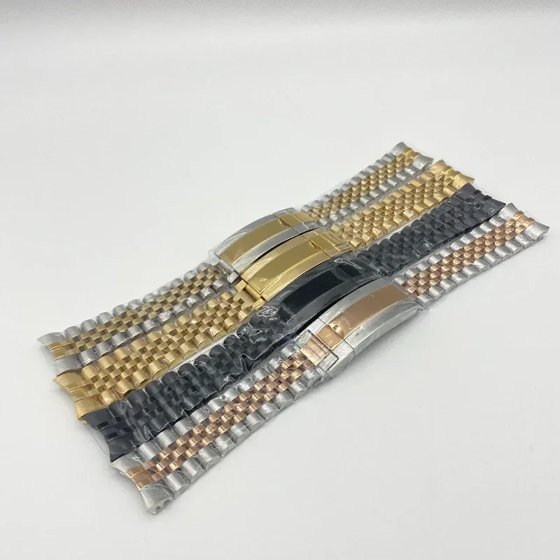 

20MM Stainless Steel Five Bead Watch Strap President High Quality Folding Clasp Precision Stainless Steel Bracelet Watch Parts