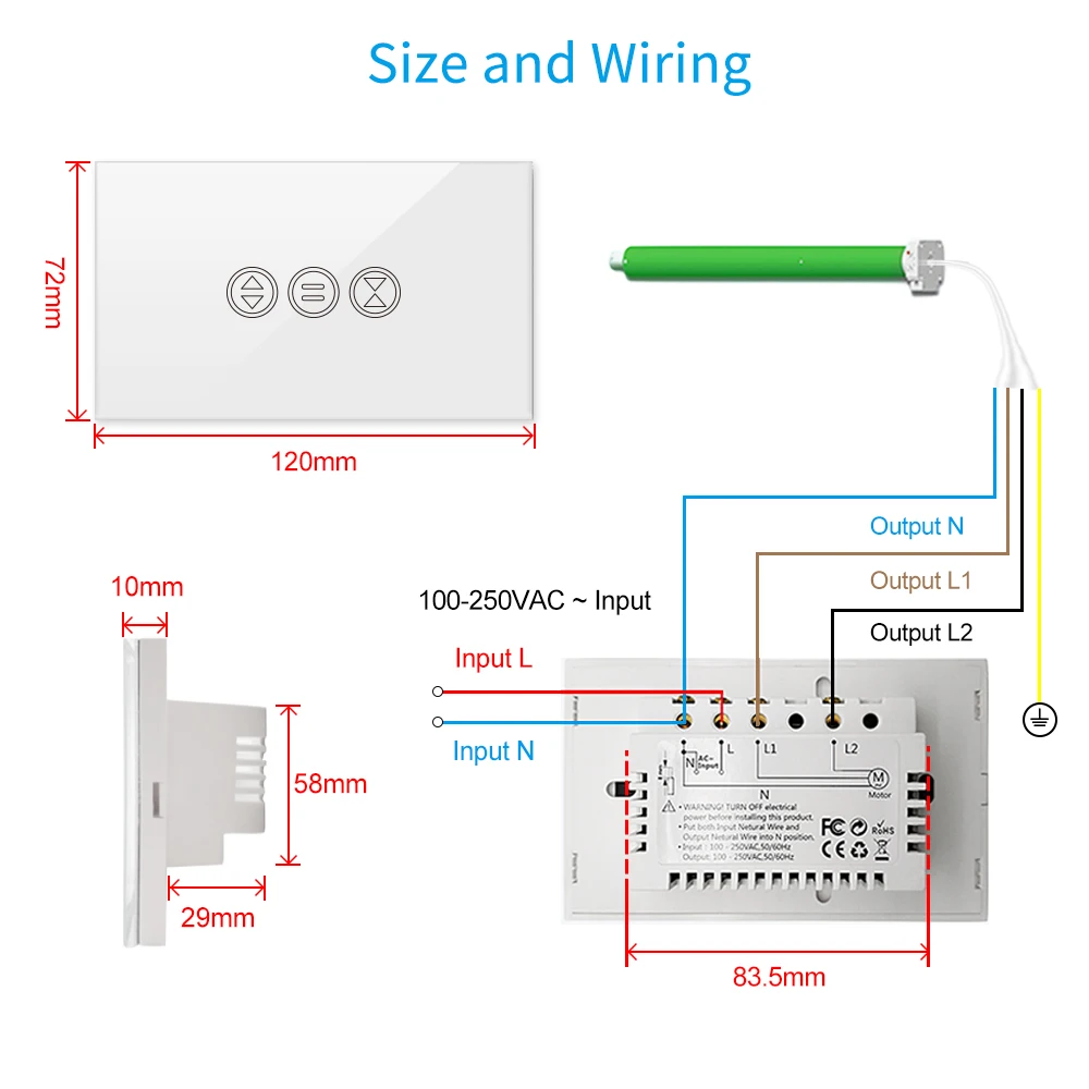 QCSMART-persiana enrollable Tuya Smart Life, interruptor de toldos para cortina, aplicación de Control remoto, asistente de hogar, Alexa