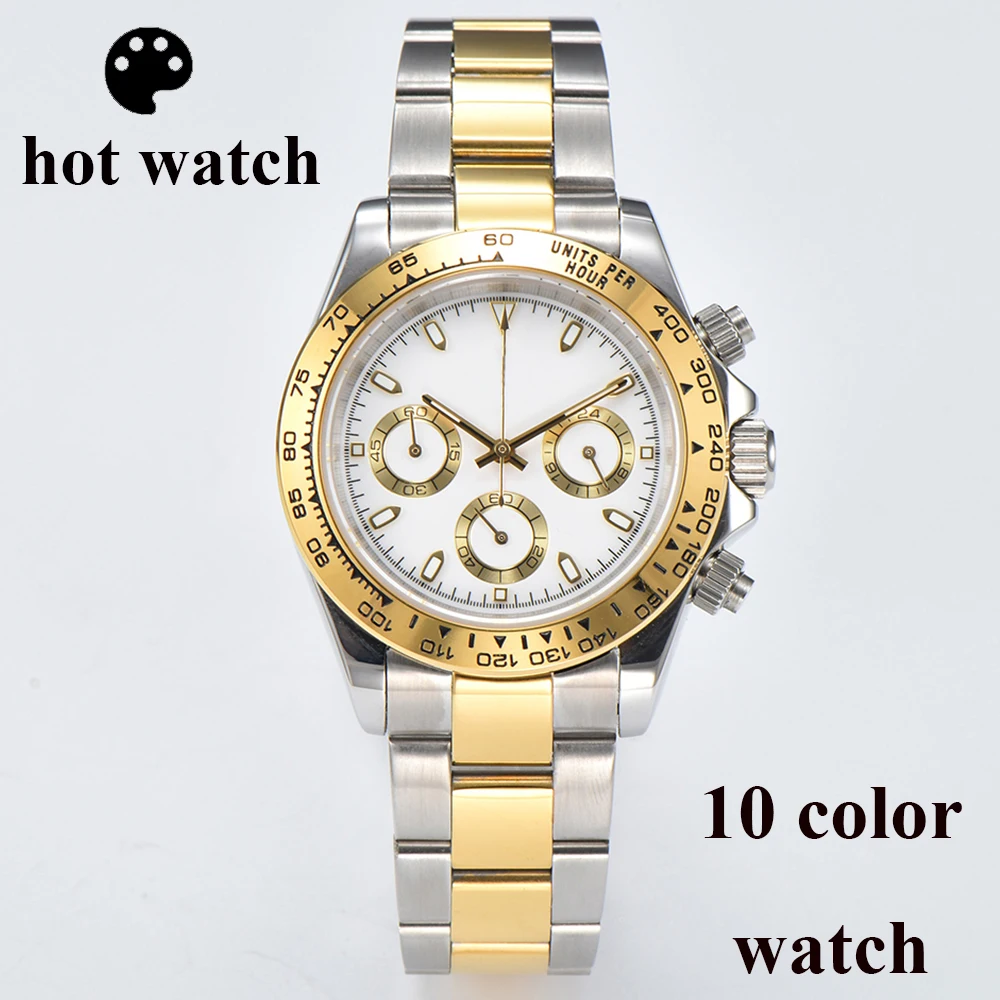 

Man watch VK63 Chronograph Panda Three Eye Quartz Watch Watches For Men Stainless Steel Sapphire Glass Case Waterproof ﻿