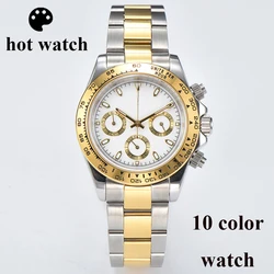 Man watch VK63 Chronograph Panda Three Eye Quartz Watch Watches For Men Stainless Steel Sapphire Glass Case Waterproof  ﻿