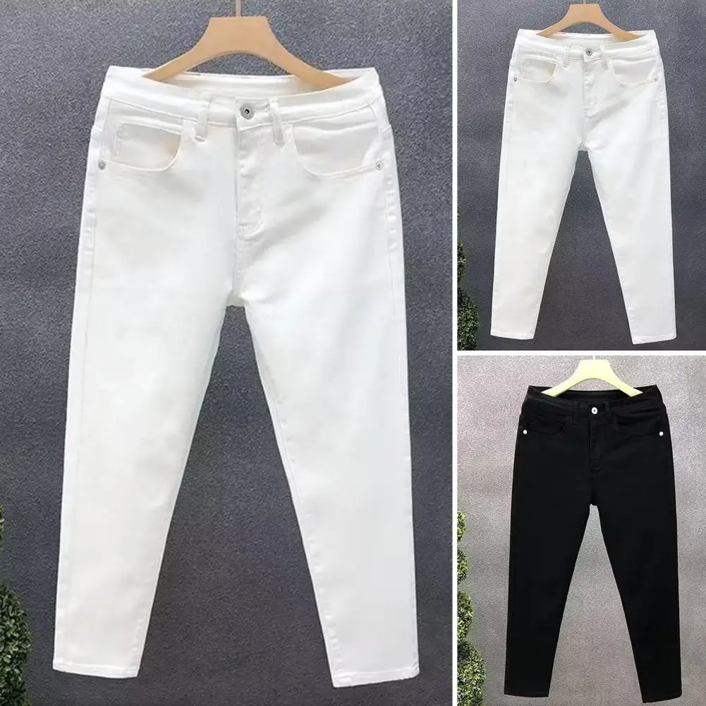 Pantalones vaqueros ajustados para hombre, Jeans elásticos con diseño de múltiples bolsillos, pierna pequeña, cremallera que combina con todo, verano