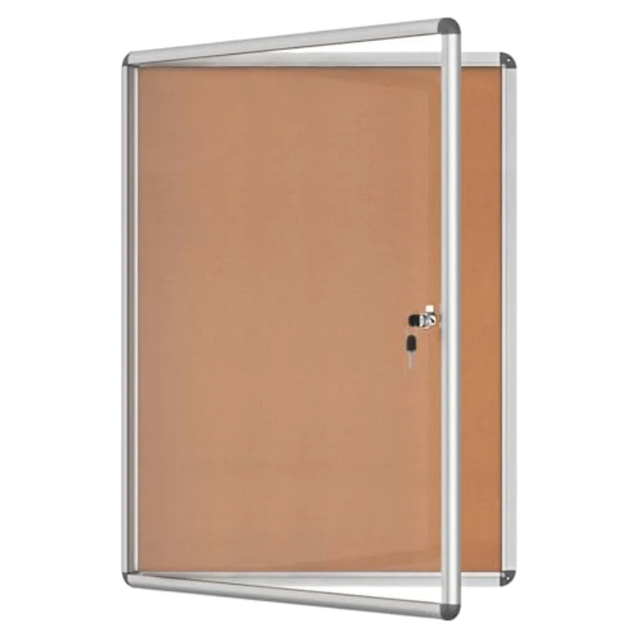 

Доска объявлений закрытого типа 38x28 дюймов, с замком, устойчивая к атмосферным воздействиям, из алюминия, с пробковой поверхностью, для школы и офиса, серебристая рама, с пробковой доской