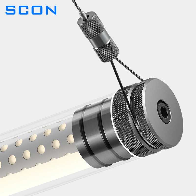 SCON Office Lamp Led Strip Light Glass Round Tube Intelligent 0-10V/Triac Dimming Conference Dinner Room Pendant Lights