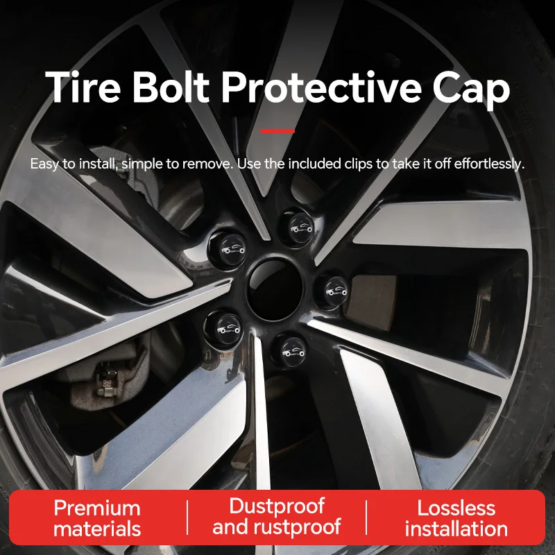 

20Pcs Black Car Wheel Caps Bolts For Borgward Automotive Wheel Hub Nut Protective Cap Rust Proof Waterproof Cap Tire Nut Caps