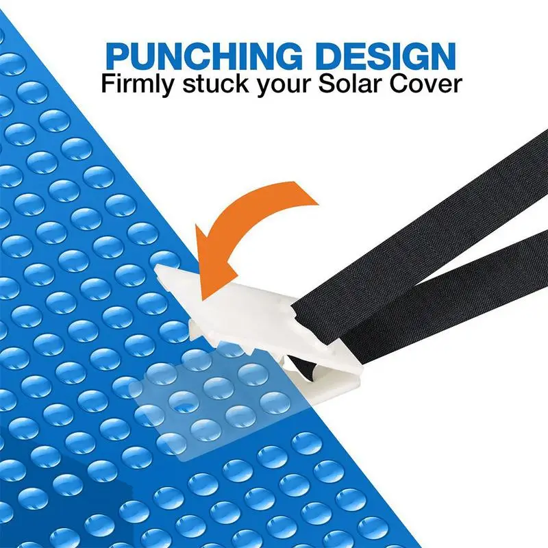 Swimming Pool Cover Reel Set Storage Spool Pool Solar Cover Roller Attachment Strap Clip Kit for Aboveground Pool Accessories