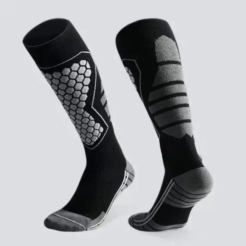 

1pair Thermal Winter Cotton Men Women Ski Socks High Elastic Sports Socks Snowboarding Cycling Adult Skiing Thicker Leg Warm