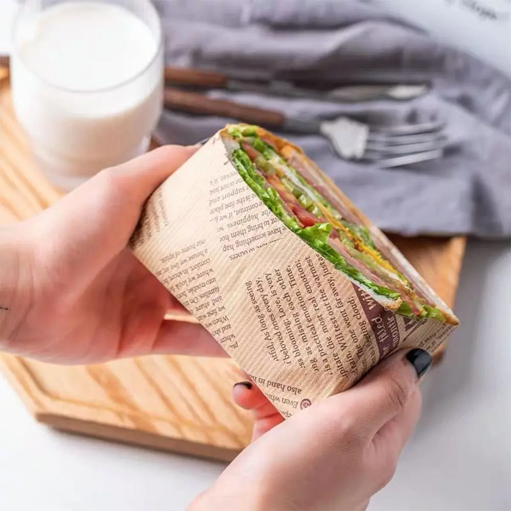 Food Grade Grease Paper Sandwich Wrapping Paper Oil-proof Baking Paper Food Packaging Newspaper Style Bread Oilpaper Baking Tool view 2
