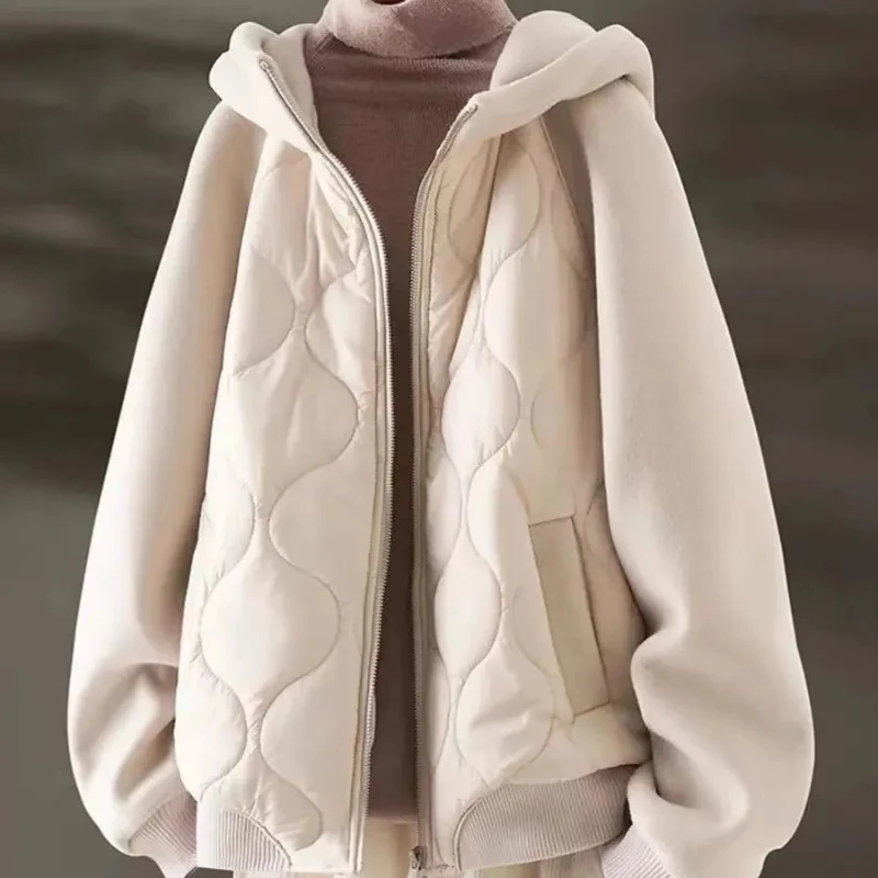 

Faionable Korean Sle Patchwork oulder Sve Hooded Cotton Jaet Women's Winter Thiened Warm Coat Tagkita Brand