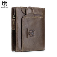 BULLCAPTAIN New Men's Business Wallet Features RFID Blocking Card Holder Brand Design Wallet's China Genuine Leather Purse Men