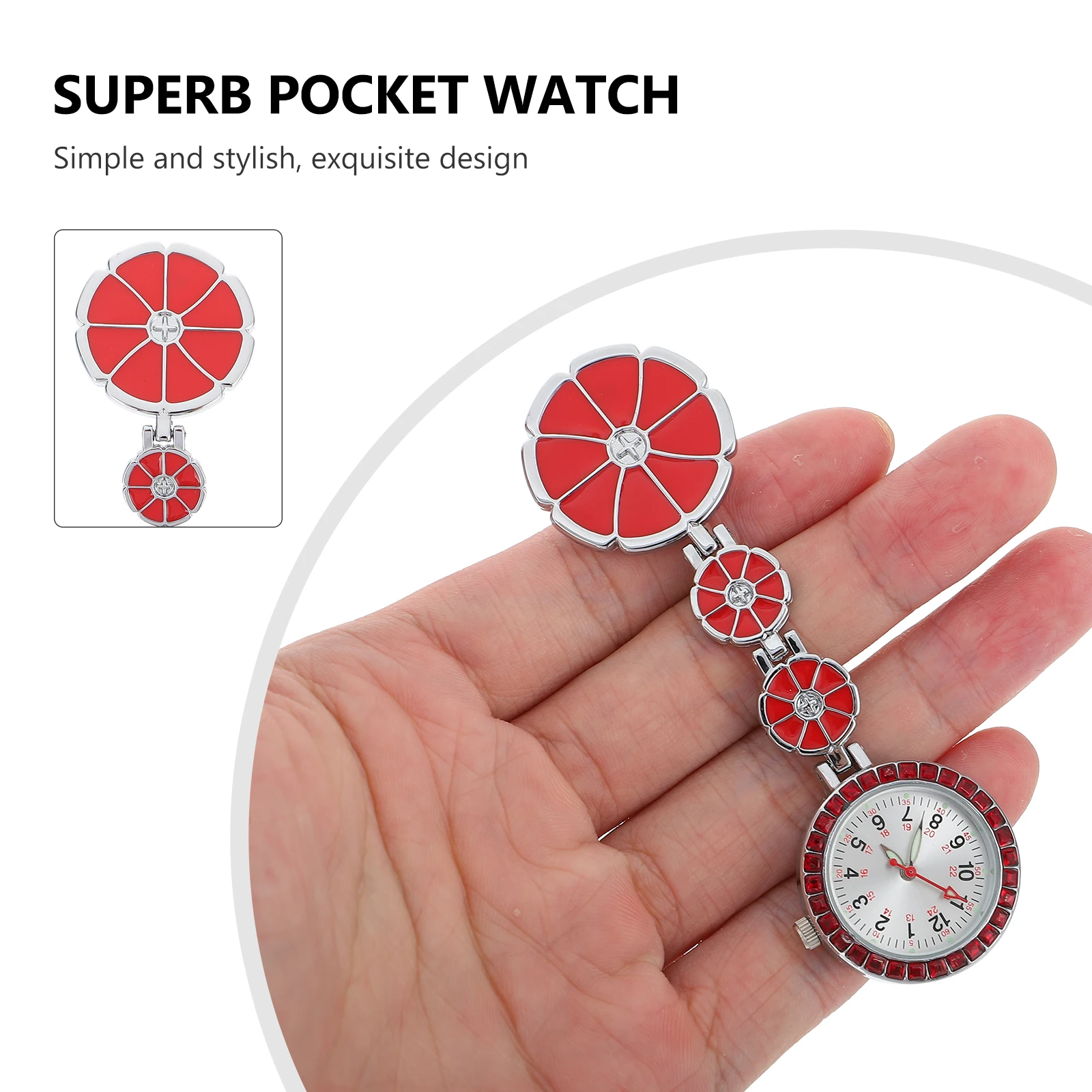 Orologio da tasca Infermiera Appesa per assistenza medica Fob Specchio in vetro per infermieri Luminoso Orologi da petto per donna Funzione luminosa Durevole Multi