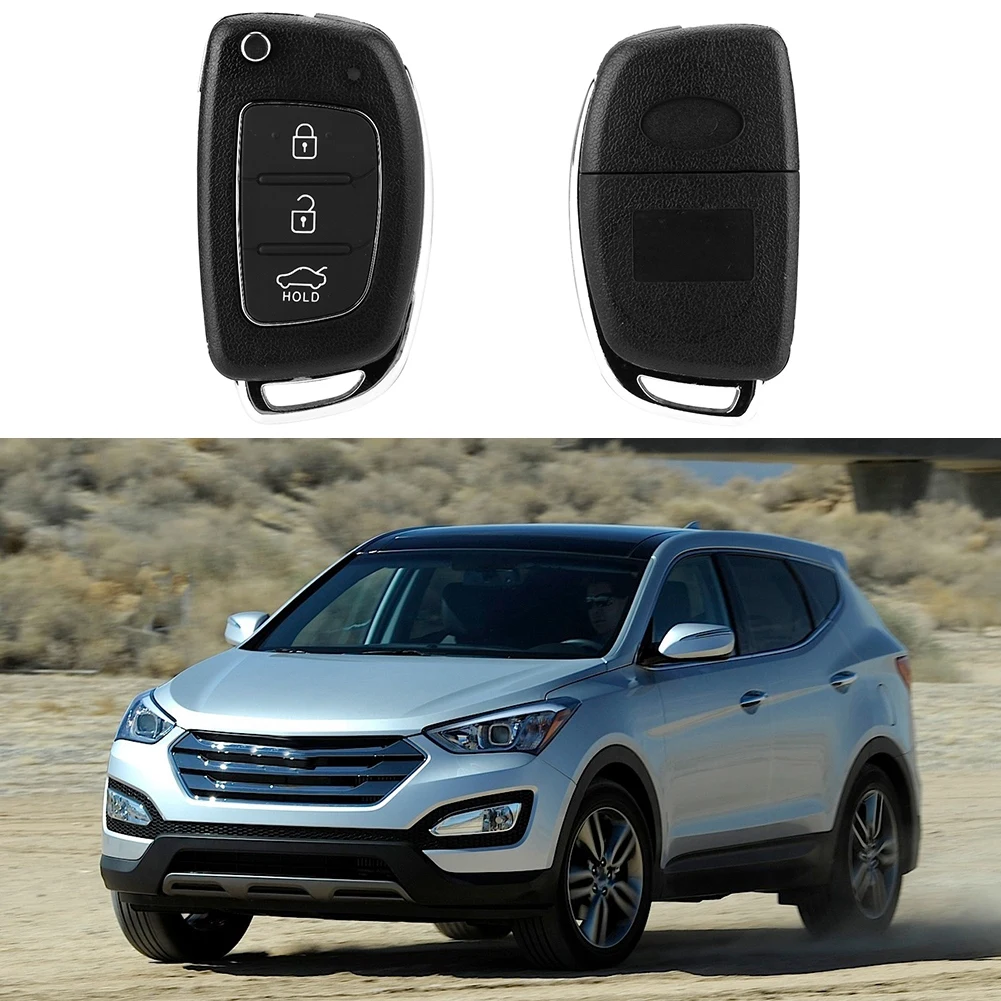 Flip 3 Button Remote Key Fob Case Shell Cover Fit For Hyundai Santa Fe (ix45) 2013-2014