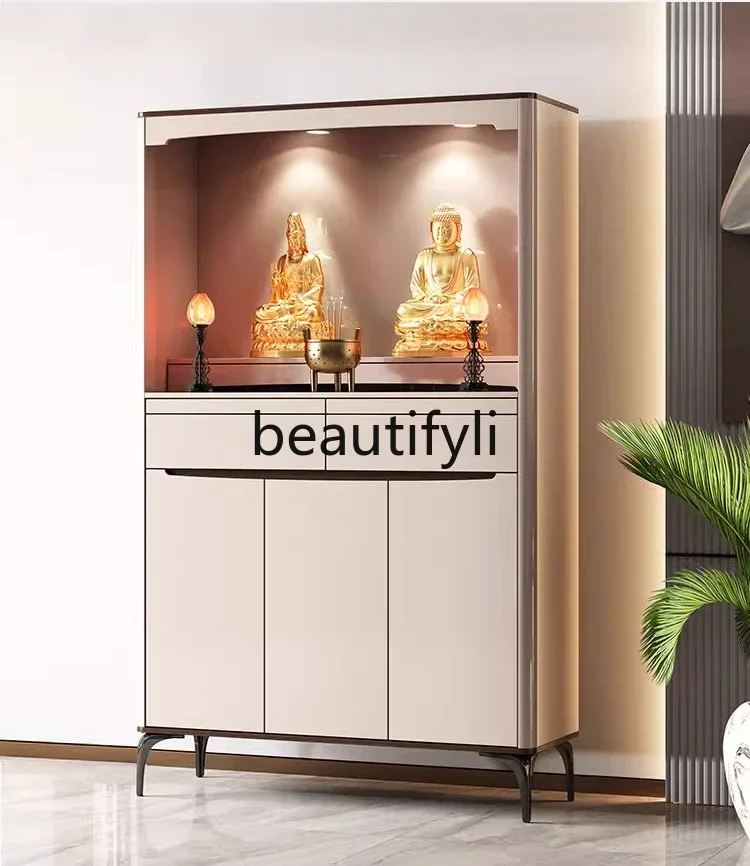 Chinese vertical cabinet light luxury small Buddhist shrine offering table God of Wealth Guanyin cabinet