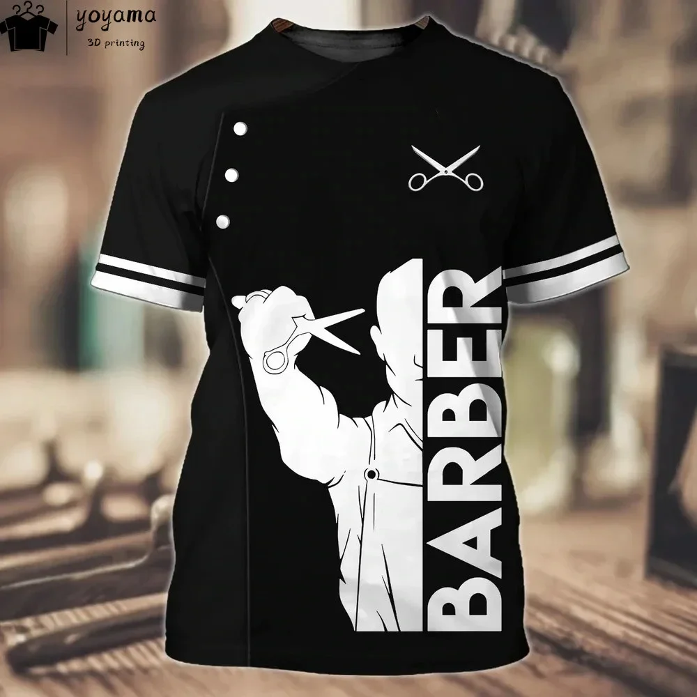 

3d Printed Plus Size Men's T-shirt Custom Name Barber Overalls Personalized Sports Quick Drying Breathable Short Sleeves