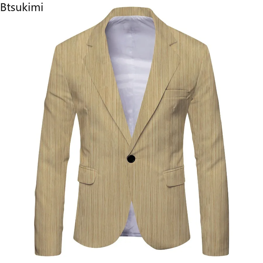 

2024 Spring New Men's Blazers Fashion British Style Slim Fit Business Casual Suit Coat Men Single-button Suit Office Formal Wear