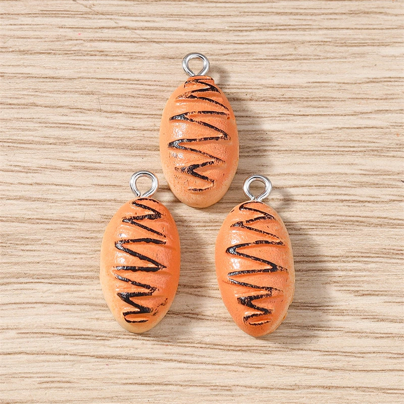 10 Stück niedliche Lebensmittel-Anhänger aus Harz, Frühstücks-Brot-Anhänger für die Schmuckherstellung, Halsketten, Ohrringe, Armbänder, DIY-Bastelzubehör – Detail 5