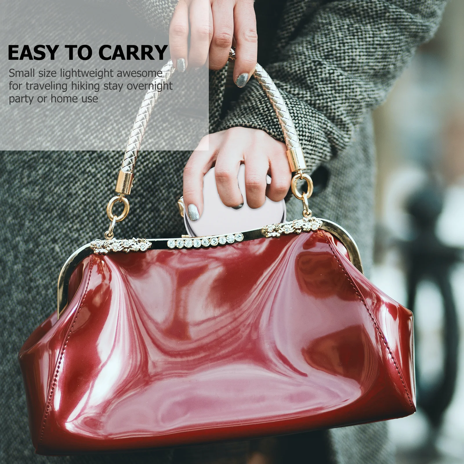 1 Stück kompakter Metallspiegel, kleine Größe, leicht, tragbar, Reise-Make-up-Spiegel, hochauflösende Oberfläche, einfache Verwendung