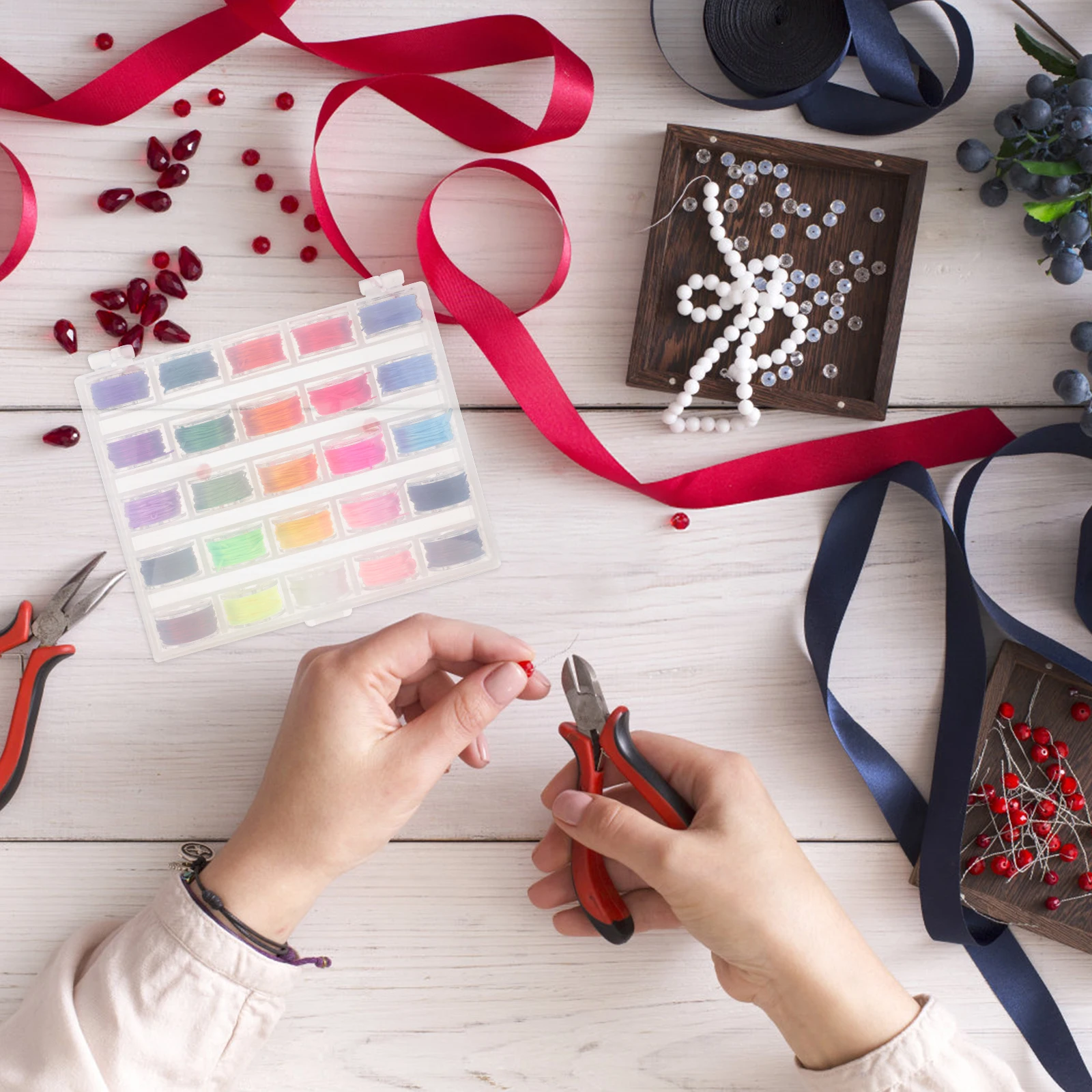 

25 Rolls Flat Crystal Thread Beads String Bracelet Cord DIY Jewelry Supplies Craft Material Elastic String For Bracelet Making