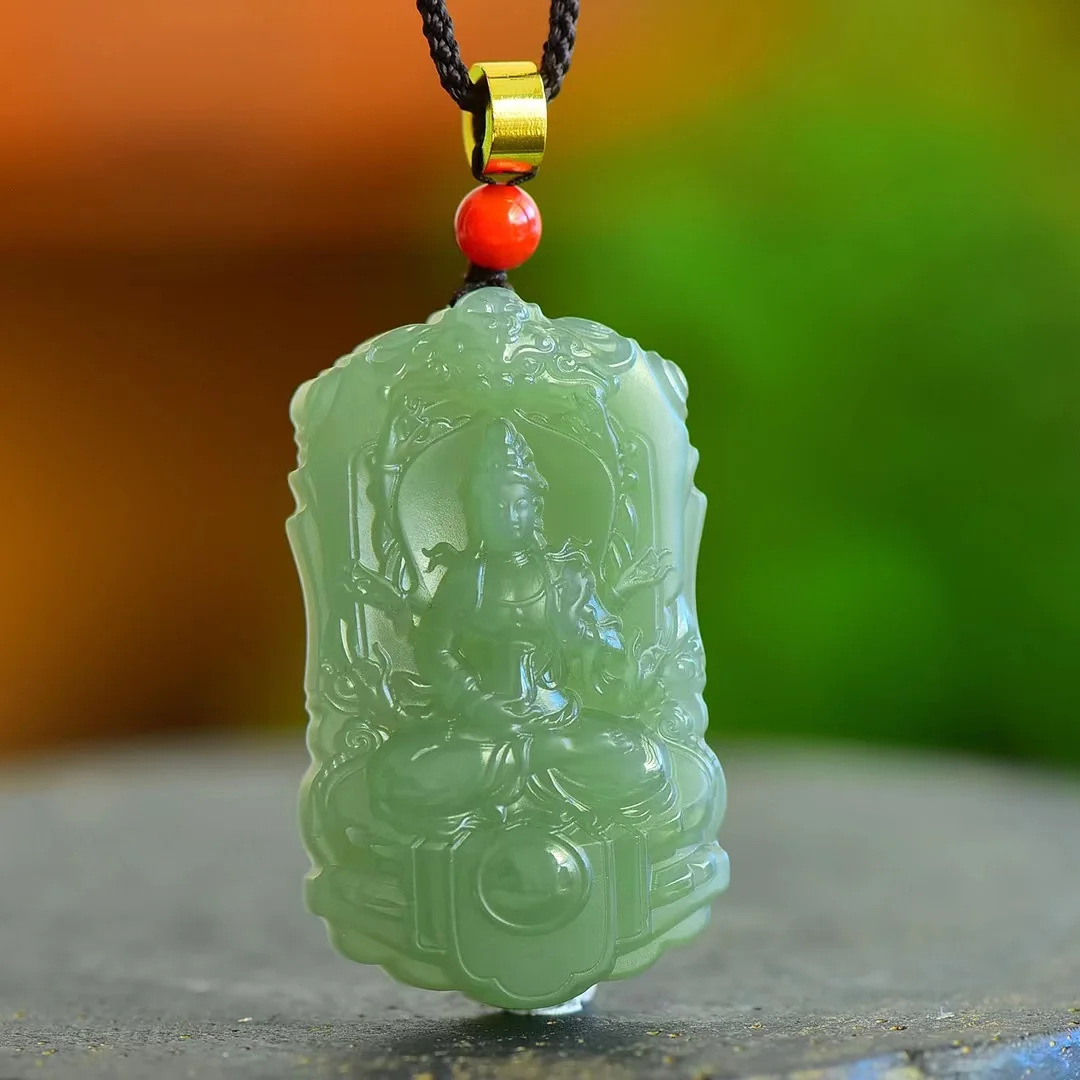 

New Style Exquisite Hetian Jade Qinghai Material jJwelry Thousand-Hand Guanyin Pendant 1