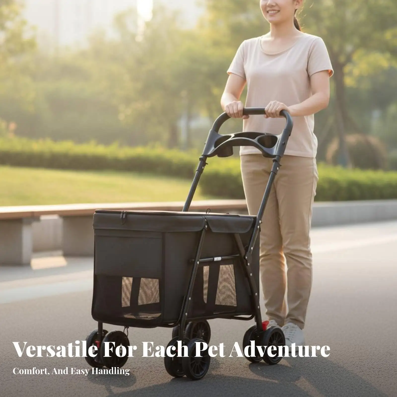 Dog Stroller Foldable Lightweight Sturdy Oxford Material for Travel Dog Stroller Foldable Lightweight Sturdy Oxford Material for Travel